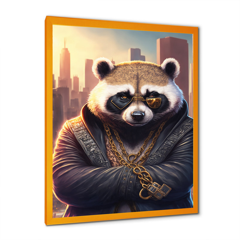 «Panda Gangster in NYC II», impression sur toile, Impression dorée sur toile encadrée, H 40 po x l 30 po x P 1,5 po
