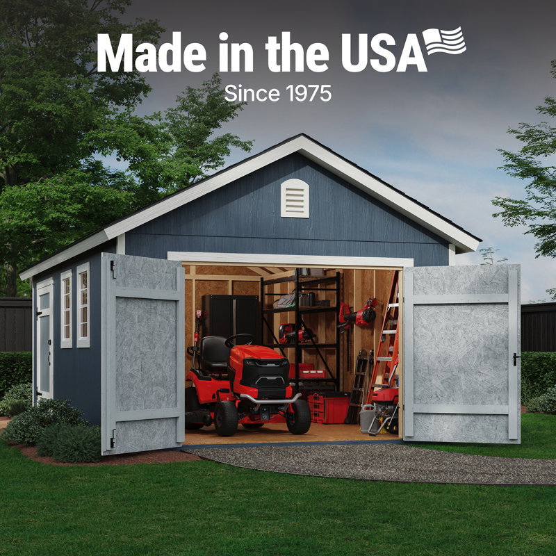 Cedarhill 12' x 20' Blue and White Wood Storage Shed Kit
