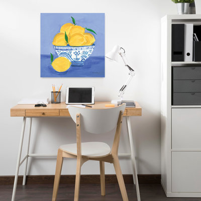 Contemporary Lemon Still Life With Blue Bowl Art