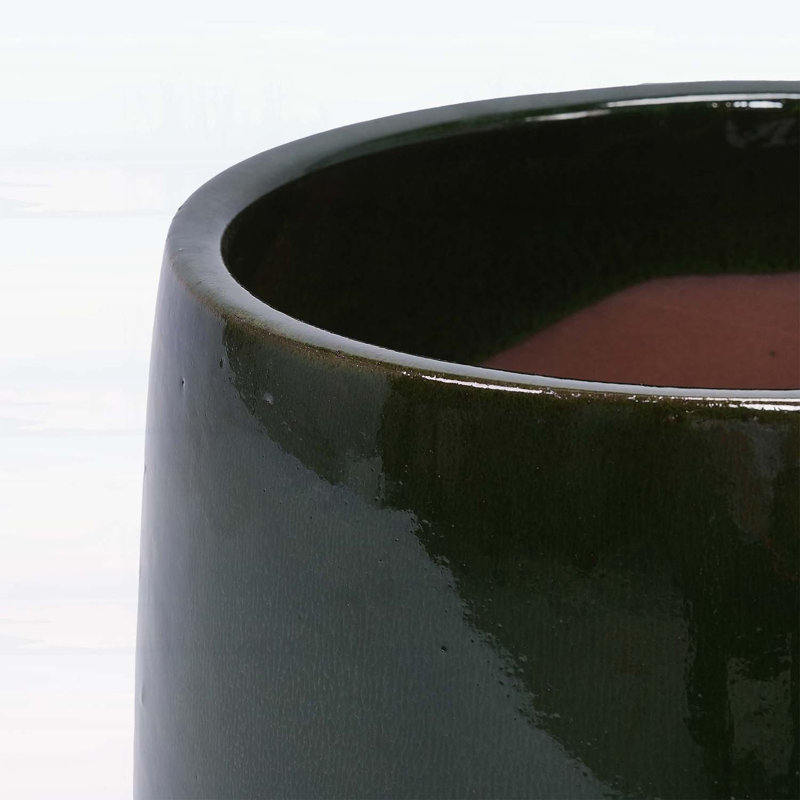 Ensemble de 4 pots à fleurs en céramique émaillée faits à la main, vert foncé, pour plantes grasses et cactus, avec trous de drainage, parfaits pour une utilisation intérieure et extérieure