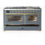 Majestic III Series 60 Inch Dual Fuel Range with 7 Sealed Burners, Griddle, in Blue Grey (Liquid Propane, Burnished Trim)-117886129-117886130-117886135