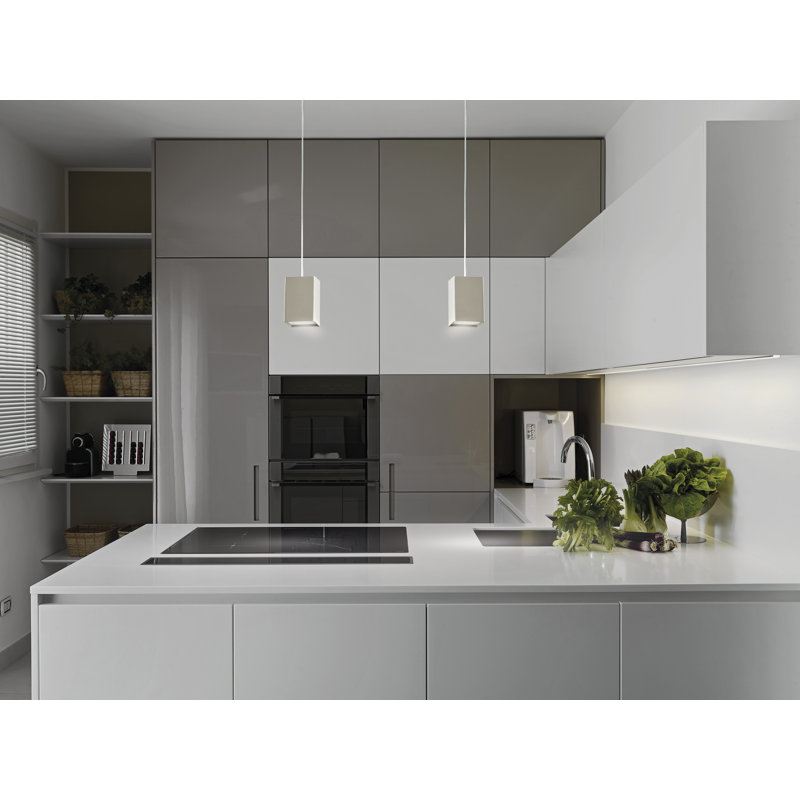 1 - Light LED Square/Rectangle Pendant, 126cm H x 5cm W x 5cm D, Sandy