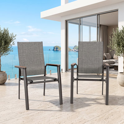 Leonard Stacking Aluminum Patio Dining Armchair