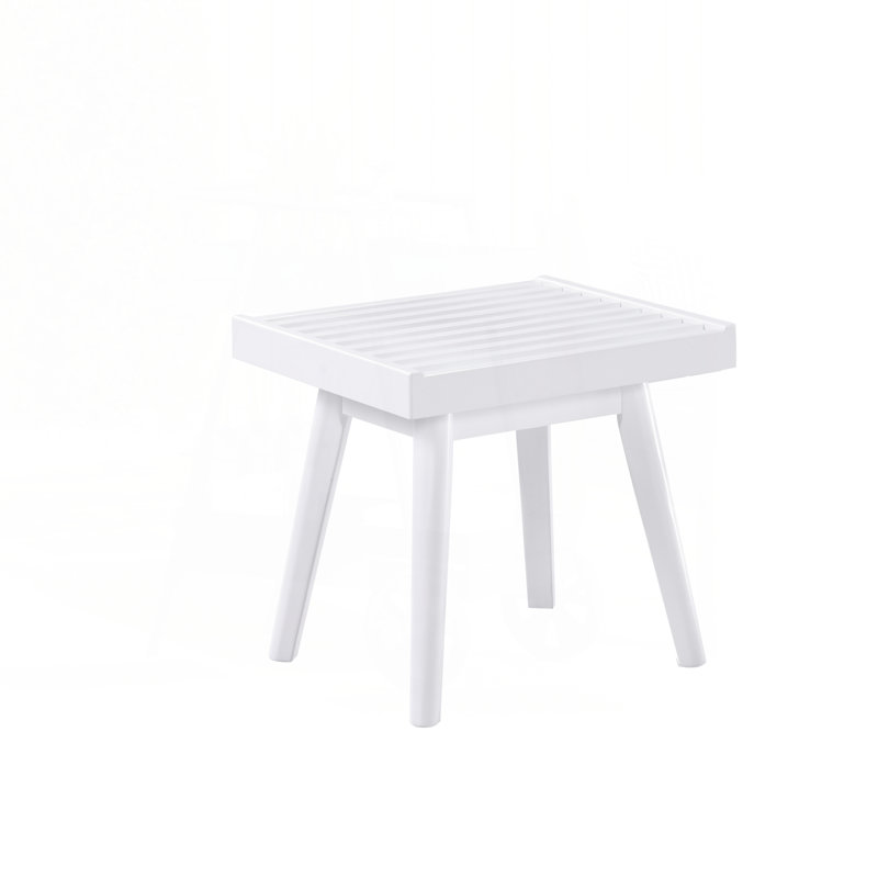 Larwich Solid Wood Slatted Bench, 19-Inch Long, White, 17.5” H x 19” W x 16.5” D