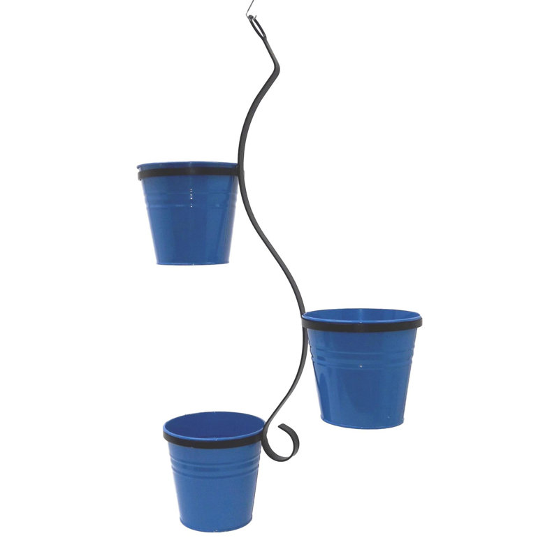 Cosie Metal Hanging Planter, Blue, 36" H x 12" W x 10" D