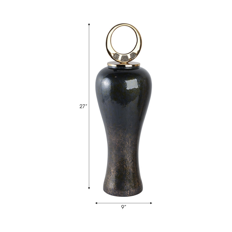 Sagebrook Home 34" Arielle Large Pyrite Stone And Metal Oversized, 27" H x 9" W x 9" D