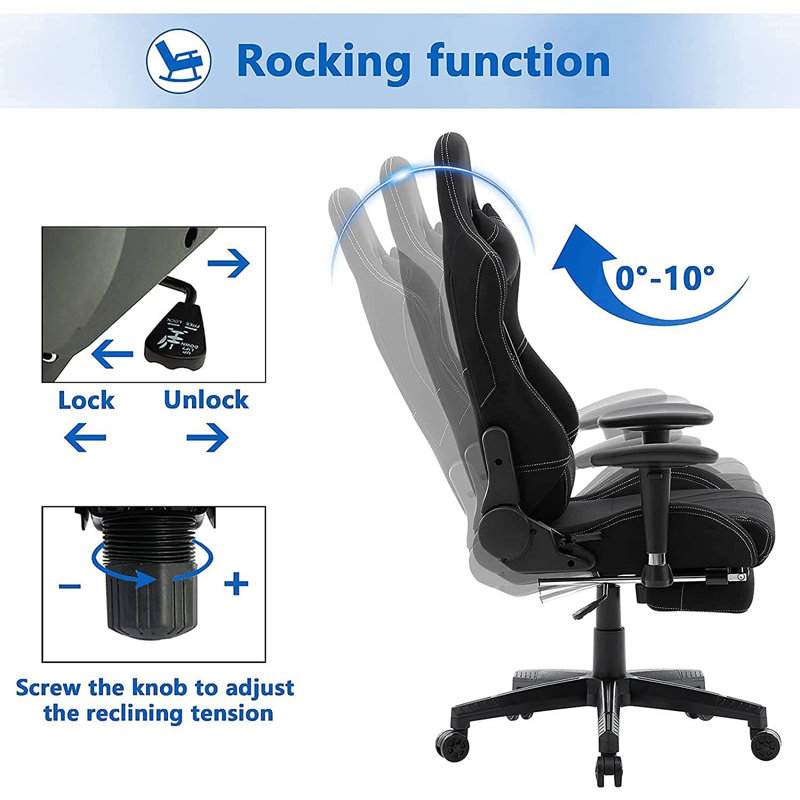 Inbox Zero PC & Racing Game Chair, Black
