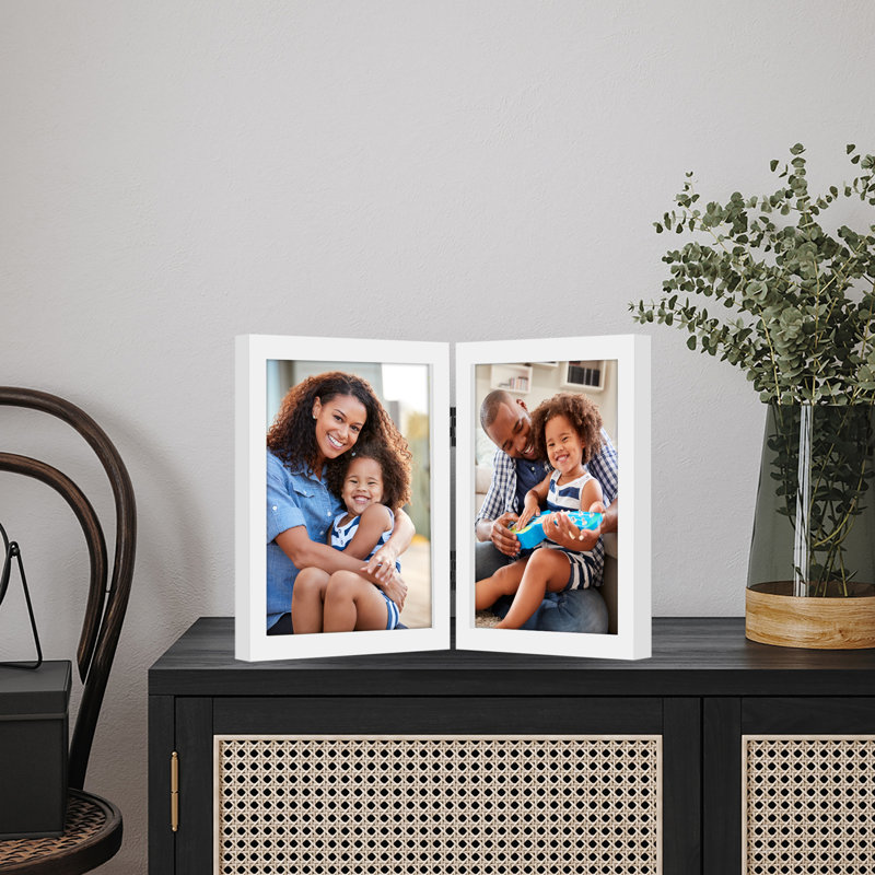 Cadre photo à charnière Merranda Americanflat - Verre incassable - Cadre photo pliable, White, 8 po x 10 po