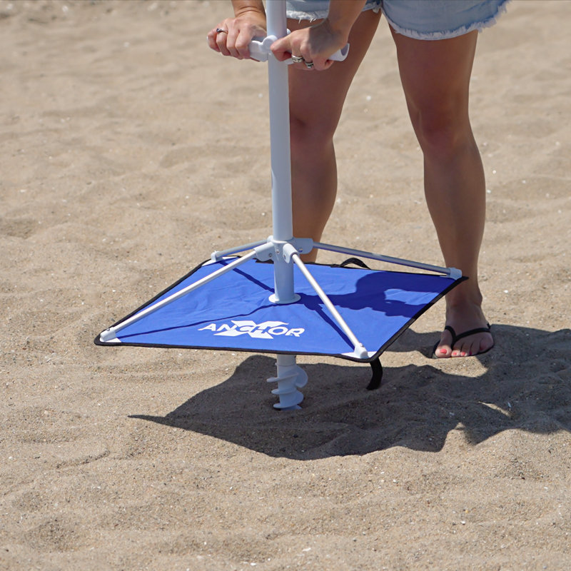 Rio Beach 7 ft. Blue and Turquoise Market Umbrella with Anchor