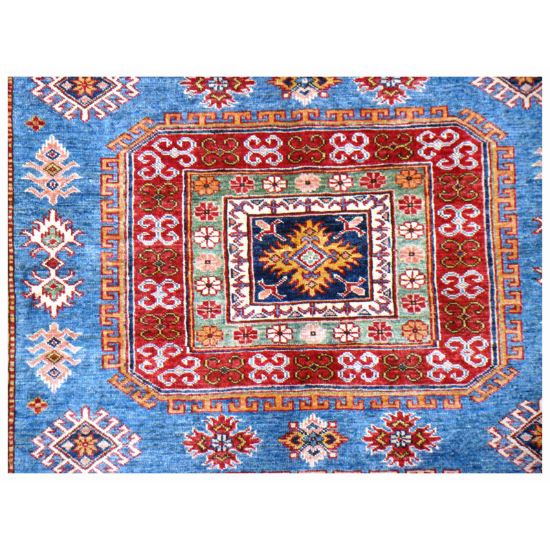 Wool Oriental Area Rug in Red/Light Blue/Orange