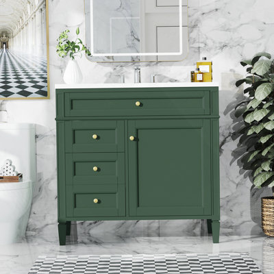 36'' Bathroom Vanity with Top Sink, Modern Bathroom Storage Cabinet