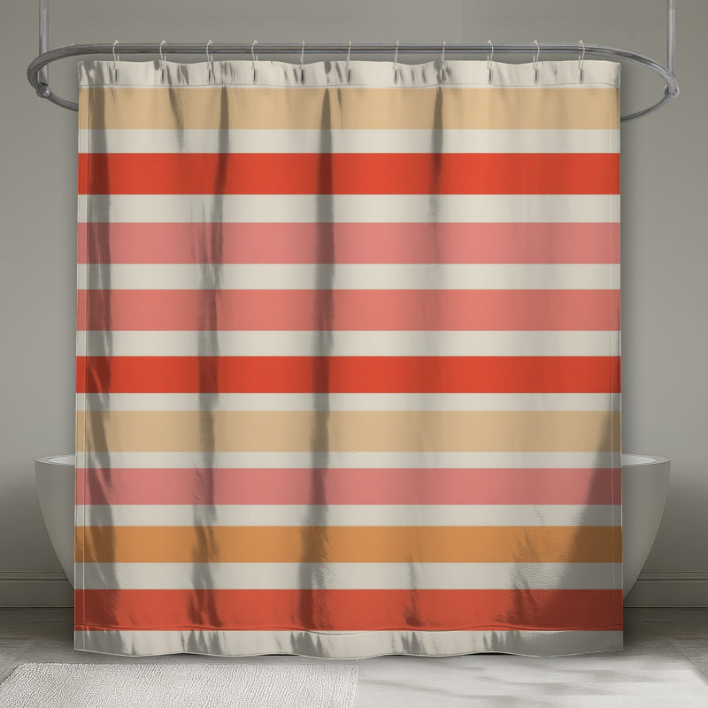 Rideaux de douche à rayures rouges, rouges et oranges, L 70 po x H 84 po