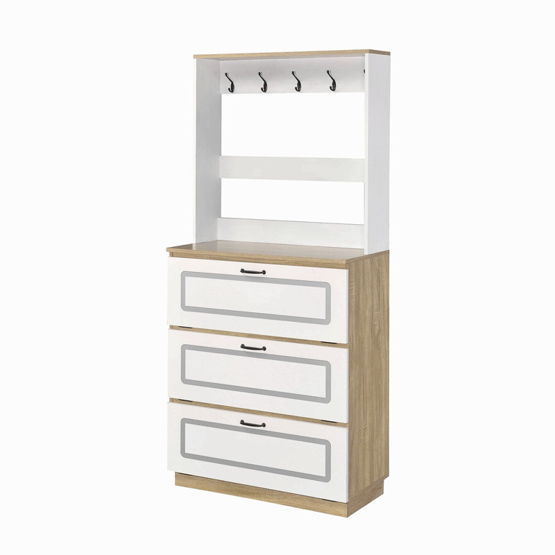 Chêne clair et armoire à chaussures avec tiroir rabattable