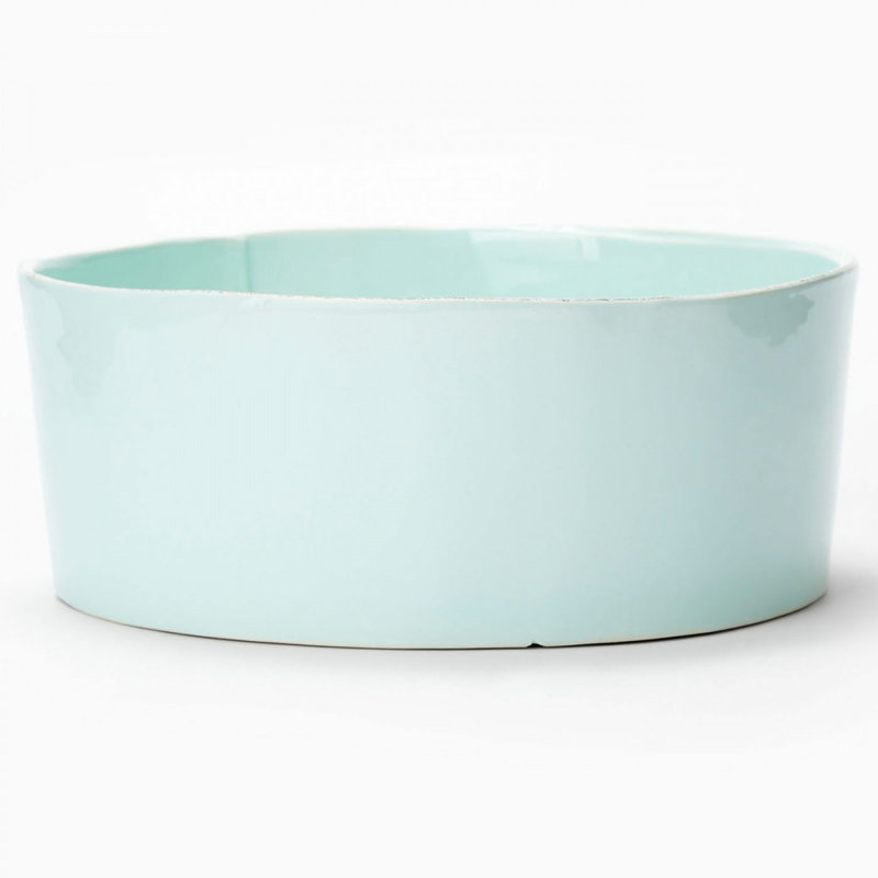 Lastra Stoneware Serving Bowl,  4" H x 10.75" W x 10.75" D, Aqua
