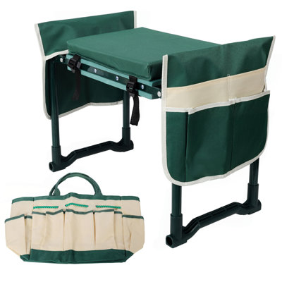 Garden Kneeler And Seat Bench With 2 Free Tool Pouch, Foldable Stool, EVA Foam Pad, With An Extra Soft Wider Cushion, And Large Tool Bag For Gardeninng Lovers