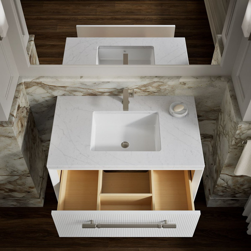 Enivo 36" Wall-Hung Bathroom Vanity Cabinet, White
