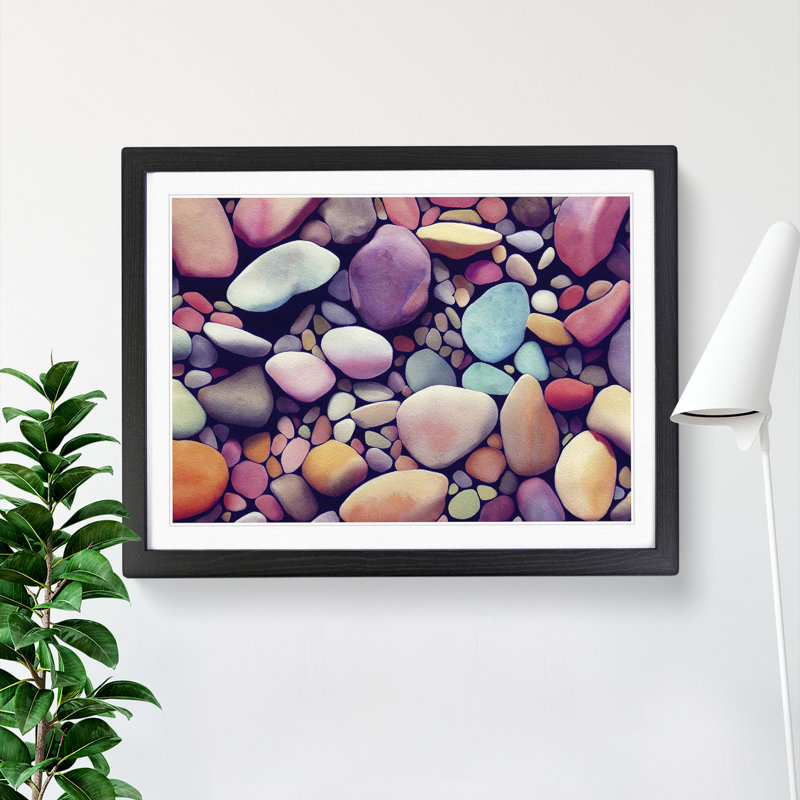 Colourful River Pebbles Vol.1 - Single Picture Frame Print, Black Framed, 34cm H x 46cm W x 2cm D