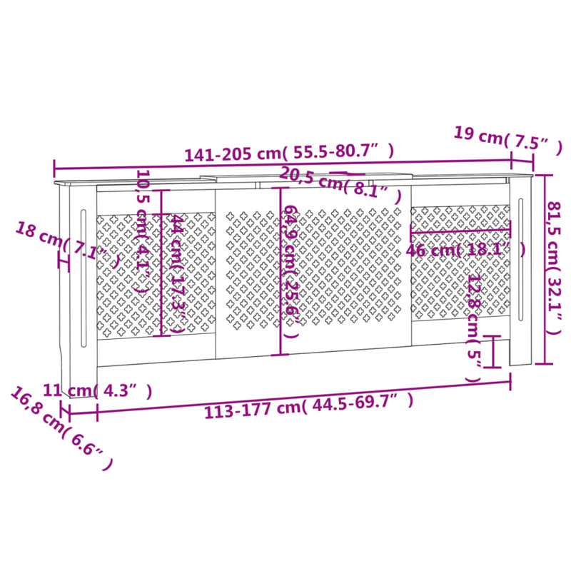 Bedelia Adjustable Radiator Cover, Natural