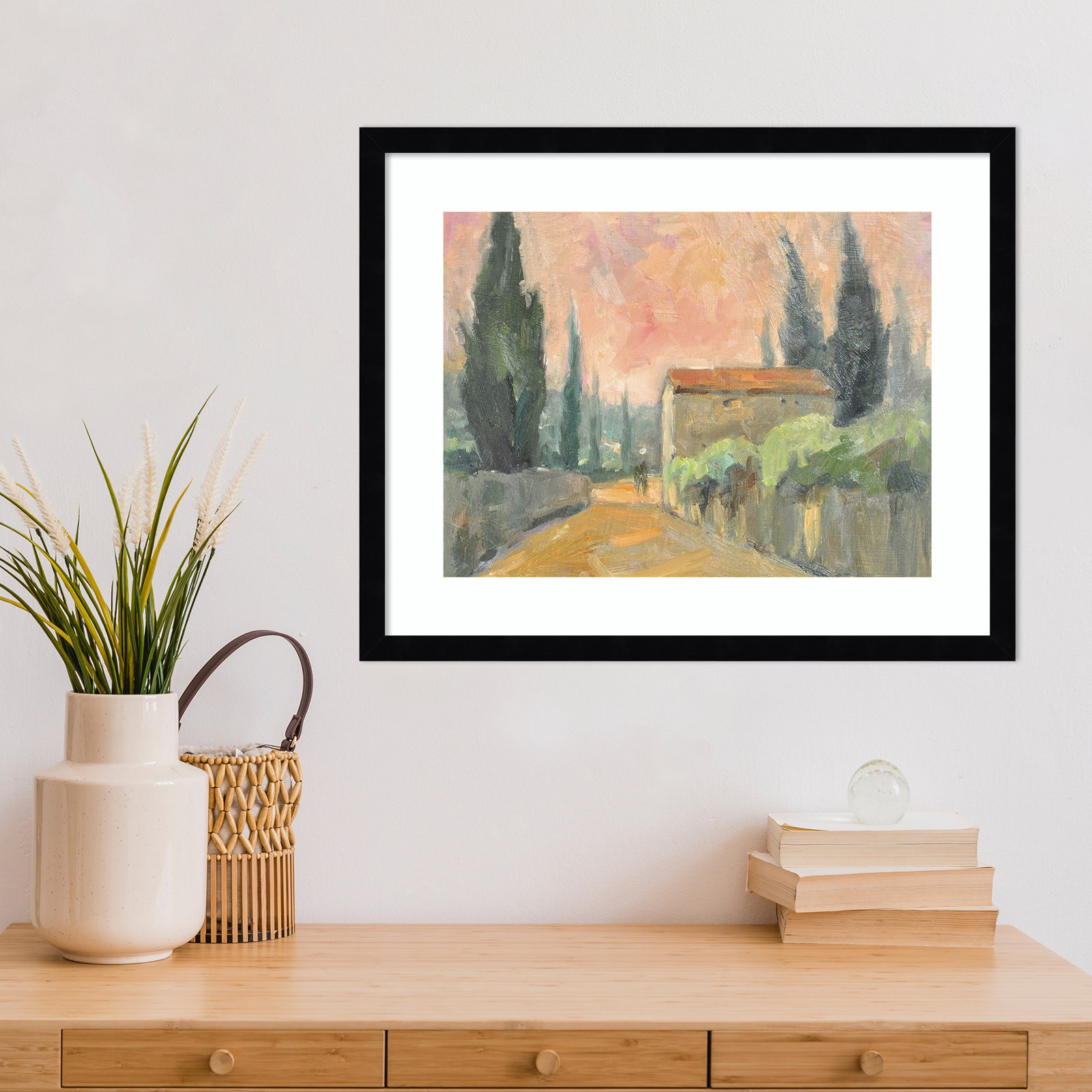 Tuscan Farmhouse Print, Black, 17" H x 21" W