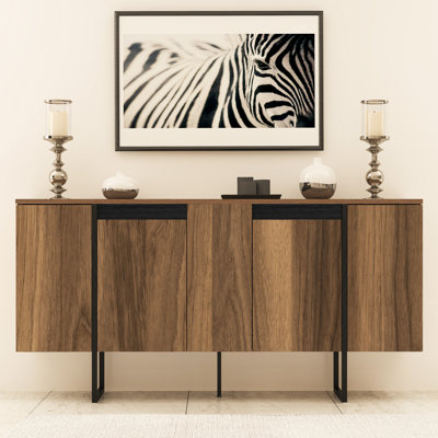 Flavell Modern Media Console And High Tv Stand, Adjustable Shelves, Metal Legs And Large Storage by Millwood Pines