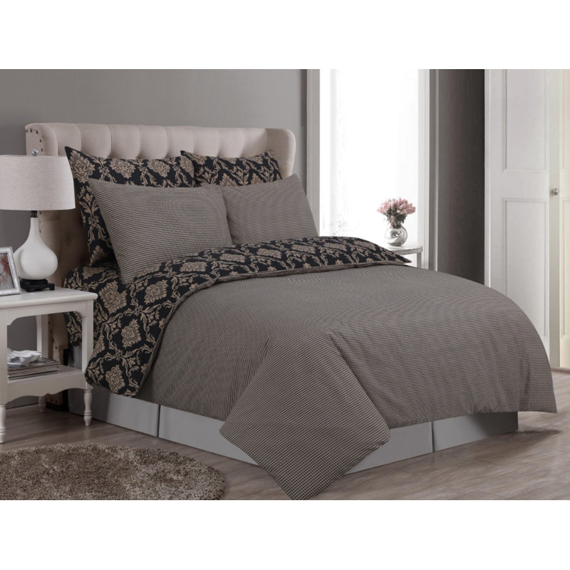 Fortenberry Satin Solid Colour Duvet Cover Set with Pillowcases, Super King - 2 Standard Pillowcases, Brown