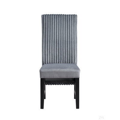 Chaise d'appoint en velours côtelé gris et finition noire (ensemble de 2)