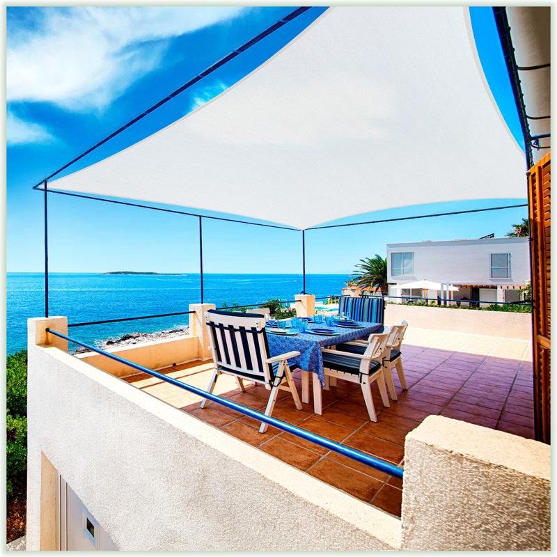 Colourtree Sun Shade Sail Rectangle Canopy Fabric Cloth Screen, Water Permeable & UV Block UPF50, White, 6 ft. x 7 ft.