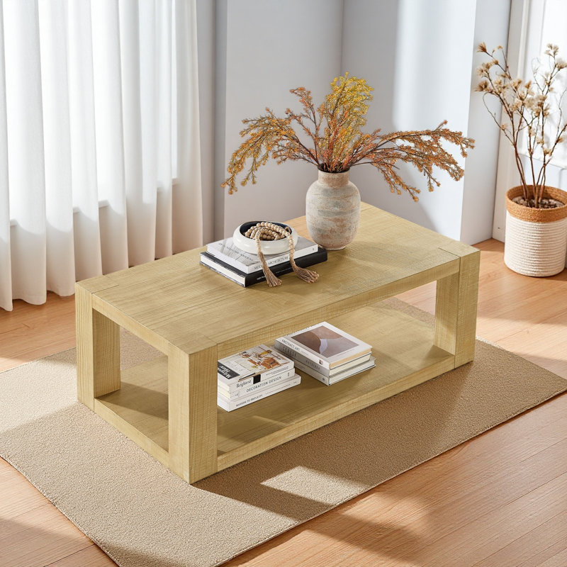 Modern Design 48 Inch Rectangular Coffee Table,2-Tier MDF Rectangle Coffee Table For Living Room