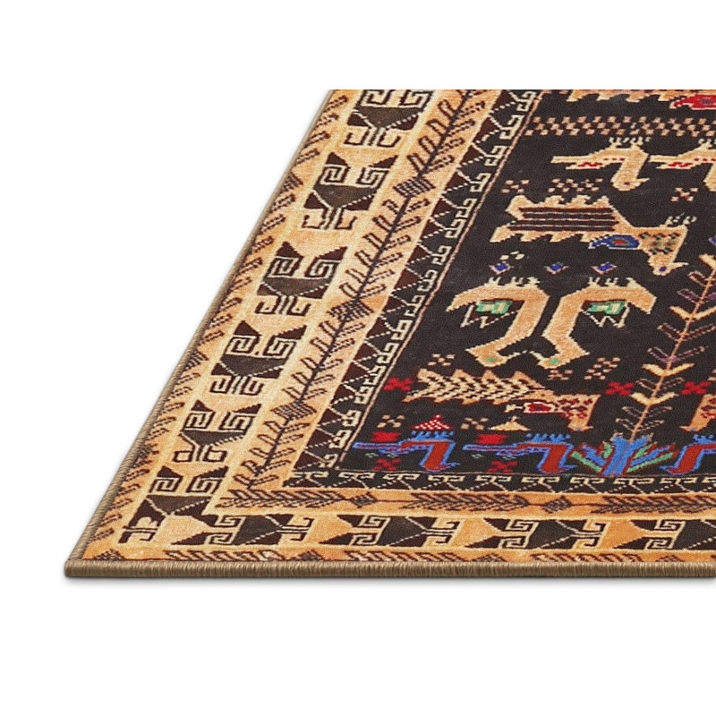 Tapis noir / jaune clair Thomes, Rectangle 2 pi x 3 pi