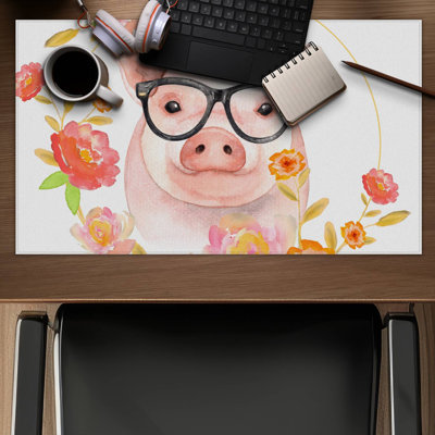Happy little pig - 14.00"x24.25" Desk mat