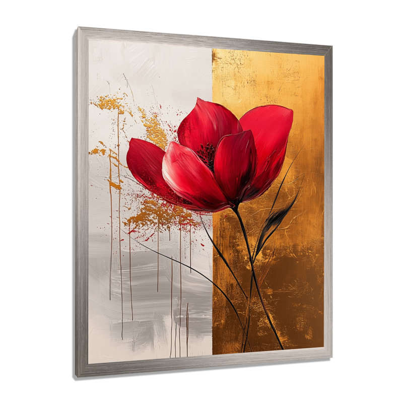 Art floral sur toile, H 32 po x l 24 po, Picture Framed, Argent argent