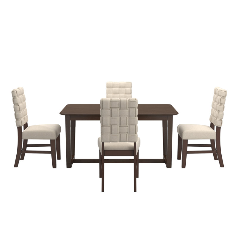 Lindo Rectangular Dining Table 5-Piece Set, Beige