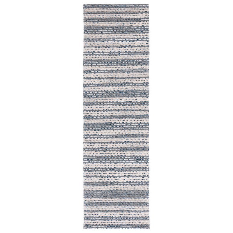 Aon Striped Handwoven Gray/Ivory Area Rug, Runner 2'3" x 8'