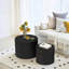 Ensemble de 2 tables basses gigognes, table basse ronde moderne avec pieds antidérapants, table d'appoint en bois pour salon, chambre à coucher, bureau, balcon, terrasse, petit espace, sans assemblage, noir mat