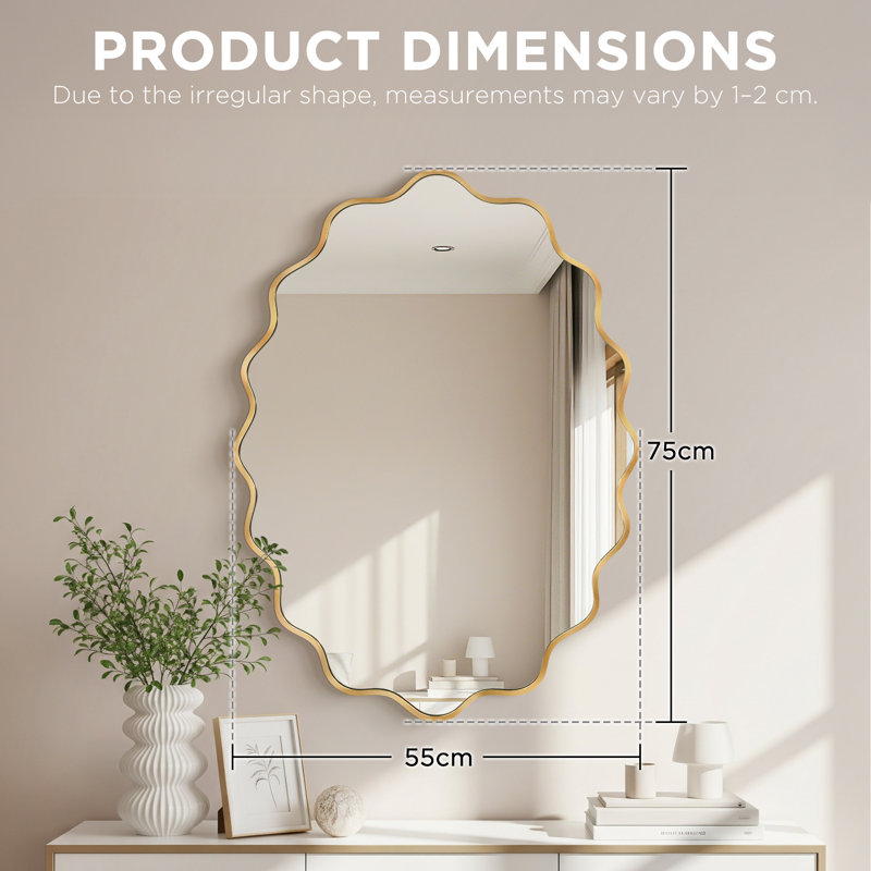 Oval Metal Wall Mirror, Gold, 30" x 20"