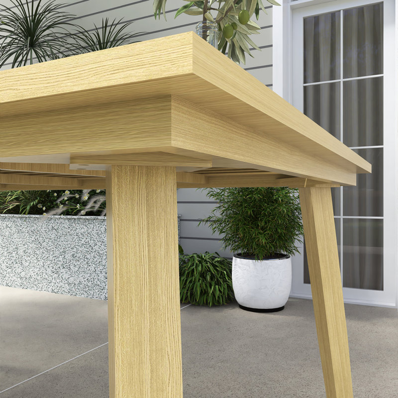 Table de salle à manger rectangulaire en aluminium pour 6 personnes avec trou pour parasol, Naturel