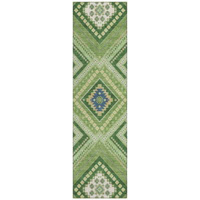 Solene Green Washable Indoor-Outdoor Rug - 