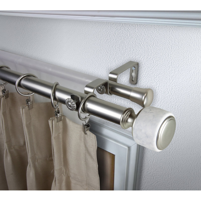 Tringle à rideaux double Montelongo, H 3 po x l 240 po x P 6,75 po, Nickel satiné