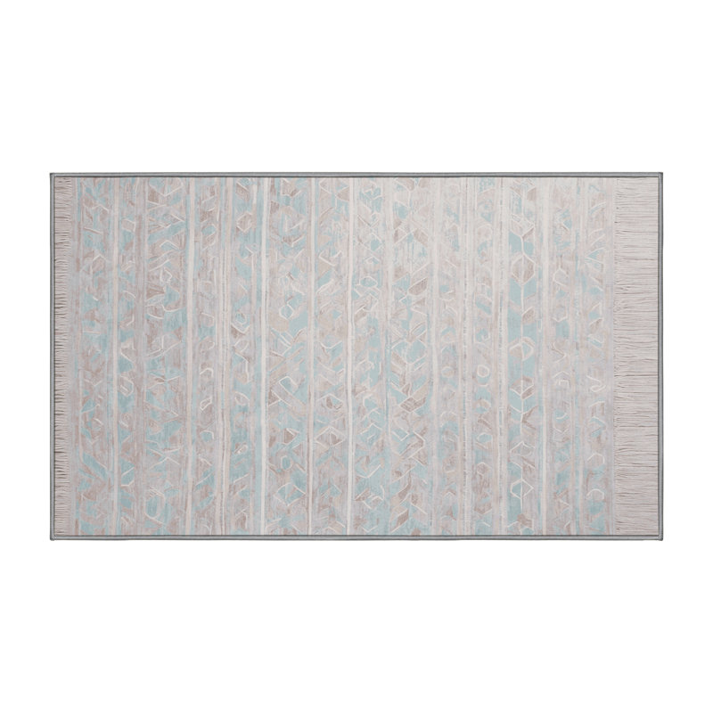 Machine Washable Gray Area Rug, Rectangle 3' x 5'