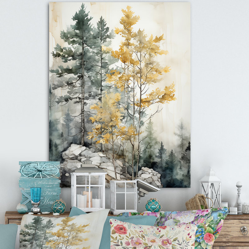 Forest Minimalisme Guardians II - forêt, art mural encadré, Toile tendue, H 44 po x l 34 po, Sans cadre