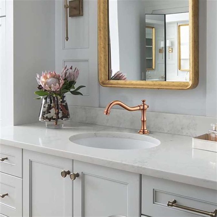 BathSelect Rose Gold Commercial Touchless Sensor Faucet with Infrared AI Smart-Chip and Auto Shutoff