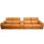 Canapé modulaire en cuir orange 5 pièces avec espace de rangement et sièges inclinables électriques, confortable pour un espace de vie principal, style moderne, rembourrage en coton technique