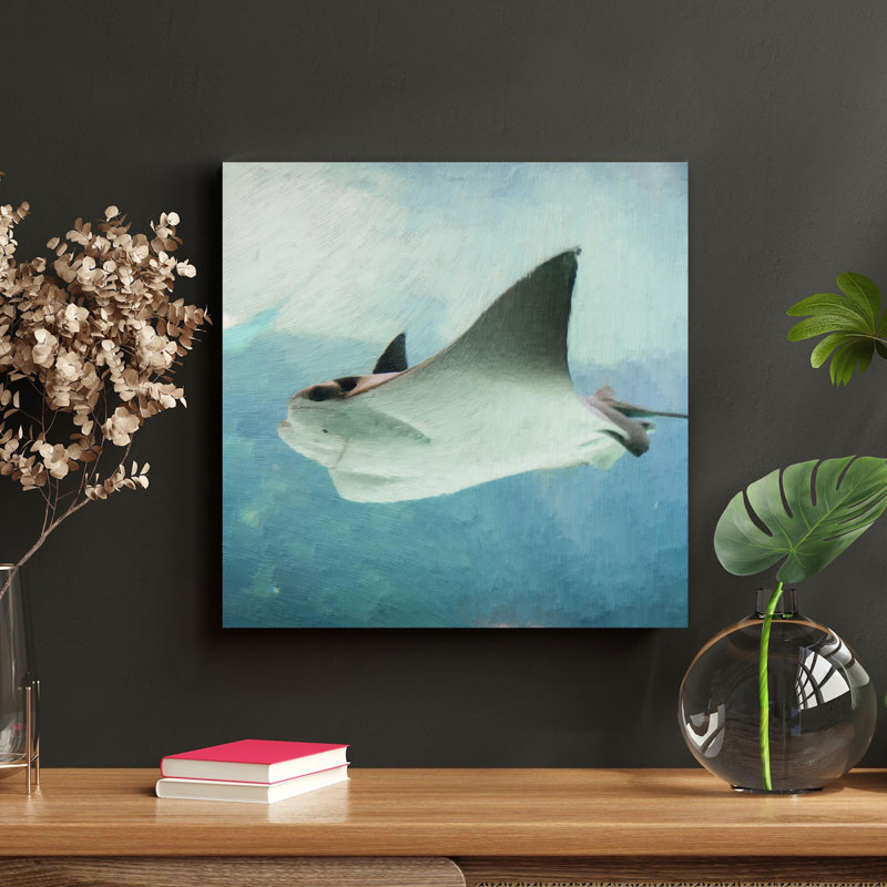Stingray Natation - peinture sur toile tendue, H 32 po x l 32 po