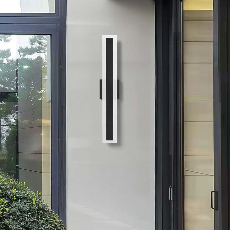 Eljan Linear Outdoor LED Wall Light with Back Plate, 23.6" H x 4.3" W x 1.6" D
