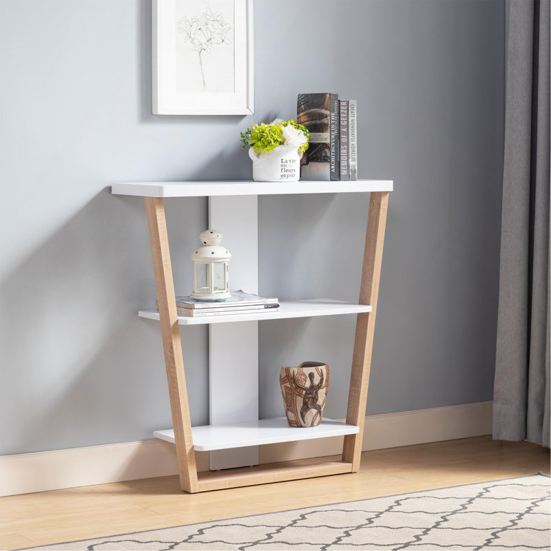 Console contemporaine avec trois tablettes ouvertes - et brun clair