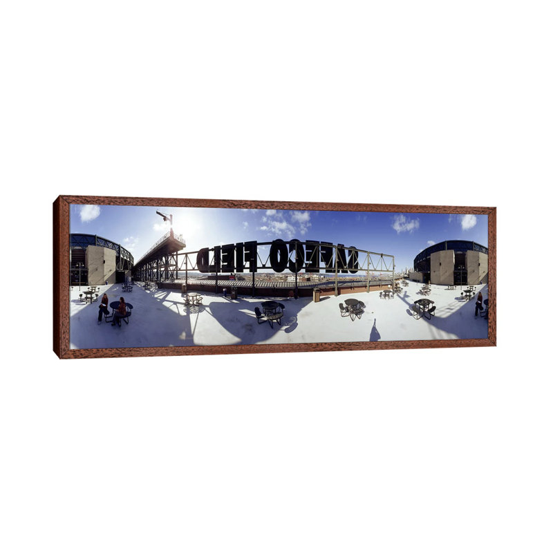 Tourist sitting on a roof outside a baseball stadium, Seattle, King County, Washington State, USA 1 Piece Panoramic Wall Art on Canvas