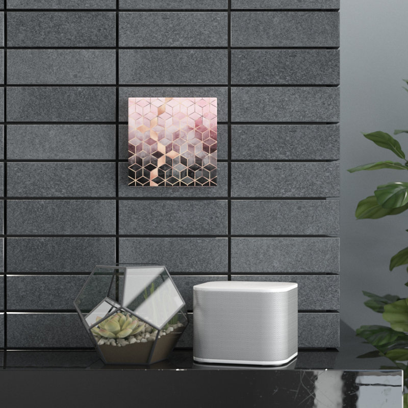 «Pink and Gray Cubes» par Elisabeth Fredriksson - reproduction d'art graphique sur toile tendue, H 48 po x l 48 po x p 1,5 po