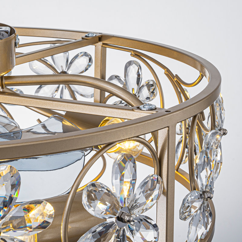 Ventilateur de plafond en cristal réversible à 4 lumières 20,5 pouces avec ensemble de lumières et télécommande