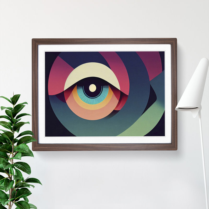 XH1022-6104X Modern Human Eye Abstract - Single Picture Frame Print, 46cm H x 64cm W x 2cm D, Walnut