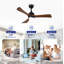 Ventilateur de plafond industriel moderne à pales en bois massif réversible de 42 pouces avec moteur à courant continu noir mat-130156530